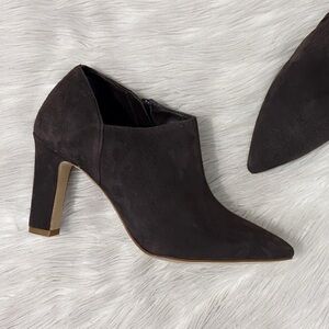 Cole Haan Chocolate Brown Suede Leather Shootie Vestry Pointed Toe Pumps Heels